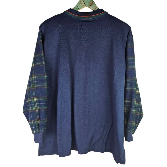 Vintage Bonnie Blain Collar Plaid Floral Contrasting Long Sleeve Shirt, EUC, 1X - Picture 2 of 5